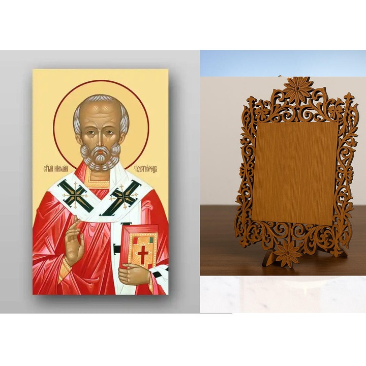 Icoana ortodoxa, Intrahome, Sf. Nicolae, 8 culori, 50x40 cm
