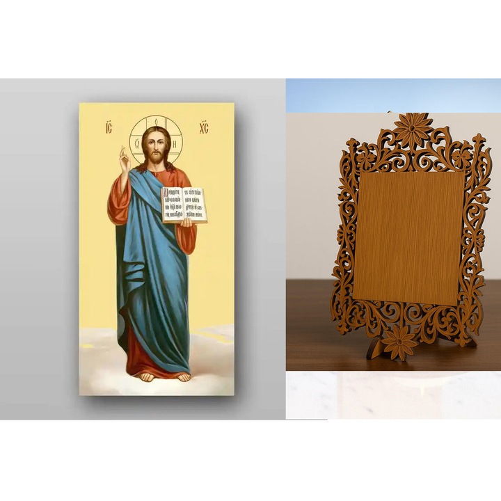 Icoana ortodoxa, Intrahome, cu perigrama aurie, 8 culori disponibile, dimensiuni 10x7 cm