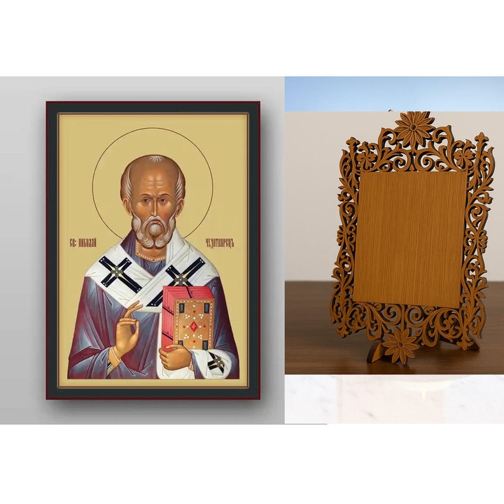 Icoana ortodoxa, Intrahome, Sf. Nicolae, 8 culori, 50x40 cm