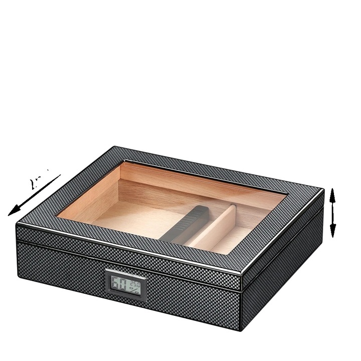 Humidor pentru tigari, design portabil, include umidificator, 15-20 tigari, 240x215x66mm