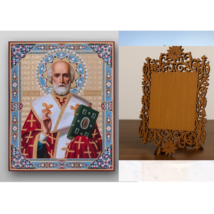 Icoana ortodoxa, Intrahome, Sf. Nicolae, 8 culori, 50x40 cm