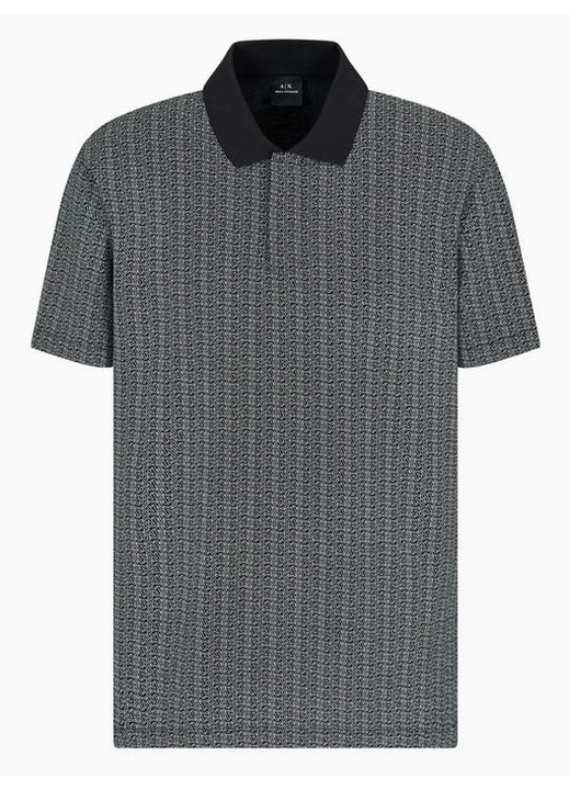 Мъжка поло тениска, Armani Exchange, памук/еластан, черна, Черен