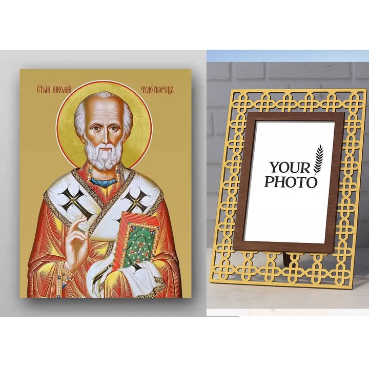 Icoana ortodoxa, Intrahome, Sf. Nicolae, 8 culori, 50x40 cm