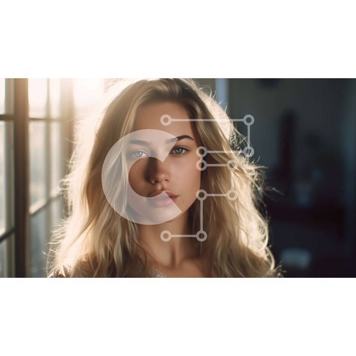 Puzzle din lemn Intrahome, 10x10 cm, 25 piese, imagine cu femeie blonda la fereastra, cutie din lemn wenge