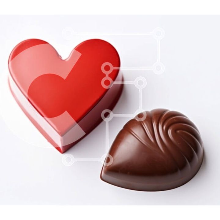 Puzzle din lemn Intrahome, 10x10cm, 25 piese, design ciocolata in forma de inima, cutie din lemn wenge