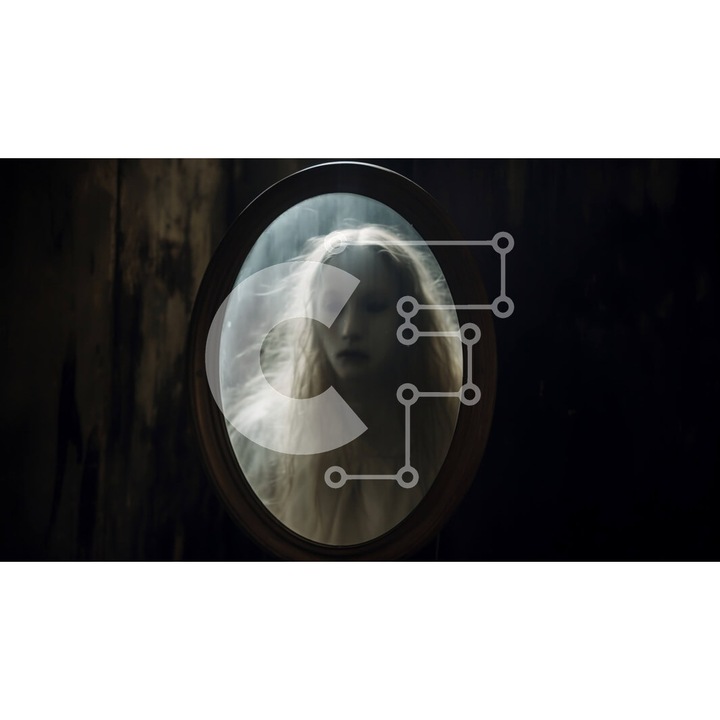 Puzzle din lemn Intrahome, 10x10 cm, 25 piese, imagine femeie cu par lung si oglinda circulara, cutie din lemn wenge