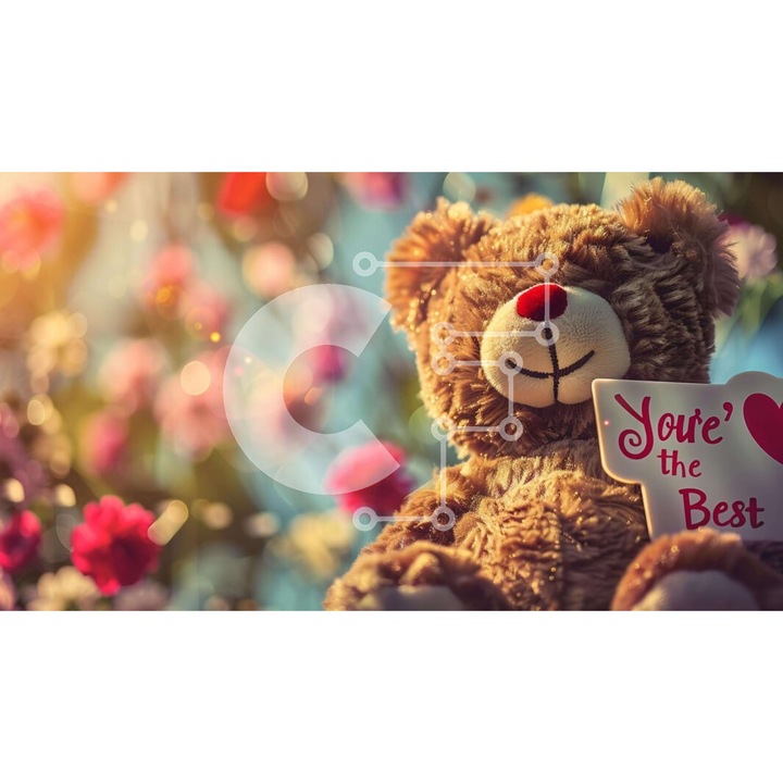 Puzzle din lemn Intrahome - Ursulet cu mesaj "Yay the Best", 10x10 cm, 25 piese, cutie din lemn wenge