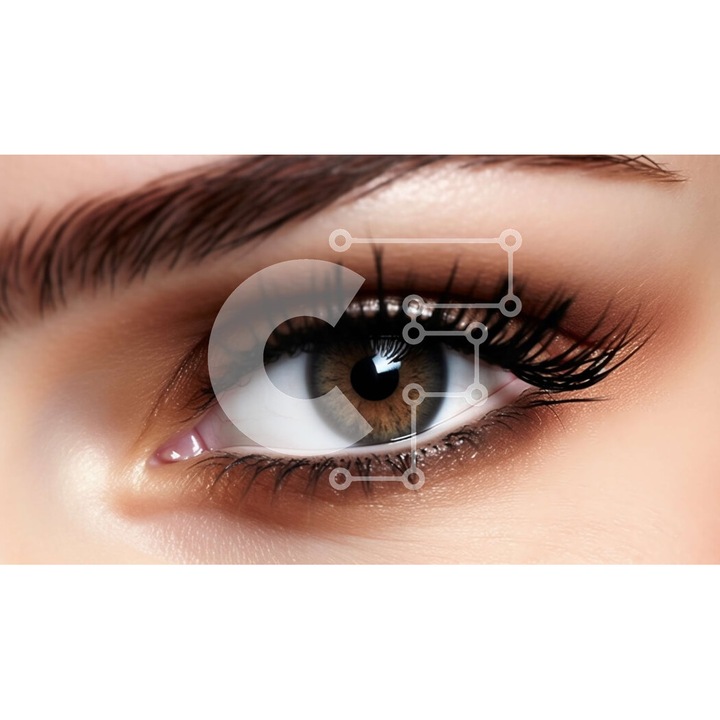 Puzzle din lemn Intrahome, imagine cu un ochi feminin, 25 piese, 10x10 cm, cutie din lemn wenge