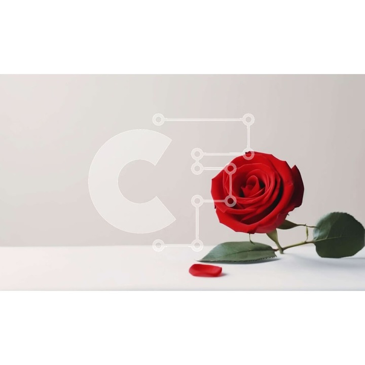 Puzzle din lemn Intrahome, triantafili rosu pe masa alba, 10x10 cm, 25 piese, set in cutie de lemn wenge