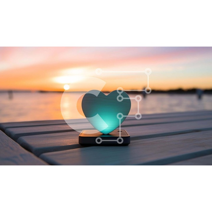 Puzzle din lemn Intrahome, iluminat in forma de inima, 10x10cm, 25 piese, cutie din lemn wenge