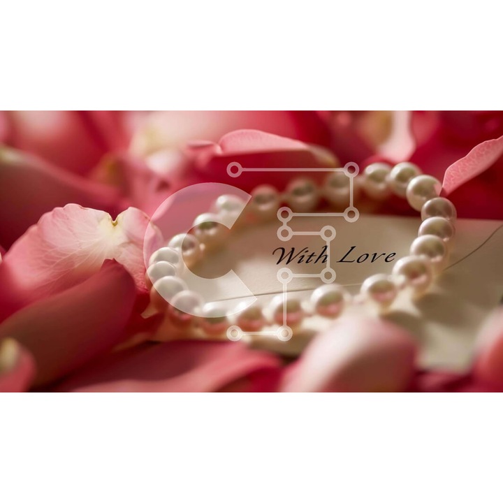 Puzzle din lemn Intrahome - Brachioli cu perle pe petale roz, 10x10 cm, 25 piese, set in cutie de lemn wenge