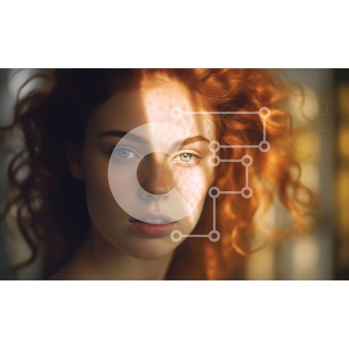 Puzzle din lemn Intrahome, 25 piese, 10x10 cm, imagine femeie cu par ondulat, cutie din lemn wenge