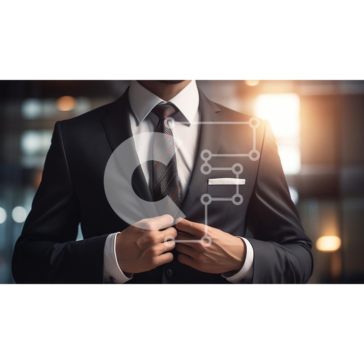 Puzzle din lemn Intrahome, 10x10 cm, 25 piese, imagine cu barbat in costum negru, cutie din lemn wenge