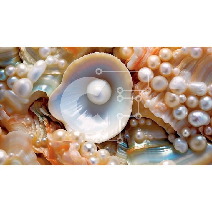 Puzzle din lemn Intrahome, 10x10 cm, 25 piese, design cu perle pe fundal alb, cutie din lemn wenge.