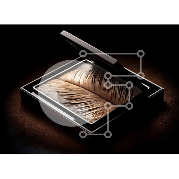 Puzzle din lemn Intrahome, 10x10 cm, 25 piese, imagine femeie cu ochi caprui si eyeliner, cutie din lemn wenge