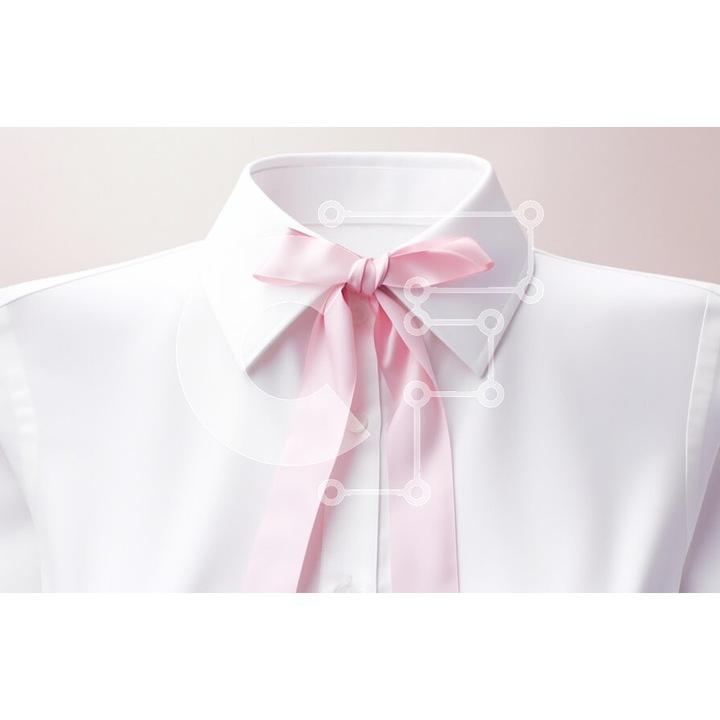 Puzzle din lemn Intrahome, model bluza alba cu funda roz, 25 piese, dimensiuni 10x10 cm, cutie din lemn wenge.