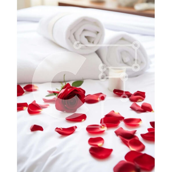 Puzzle din lemn Intrahome, romantic, cu petale de trandafir si lumanare, set, 10x10 cm, 25 piese