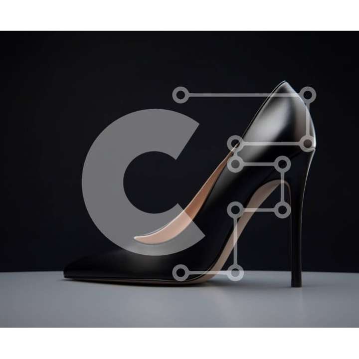 Puzzle din lemn Intrahome, papuc negru pe masa goala, 25 piese, 10x10 cm, cutie din lemn wenge