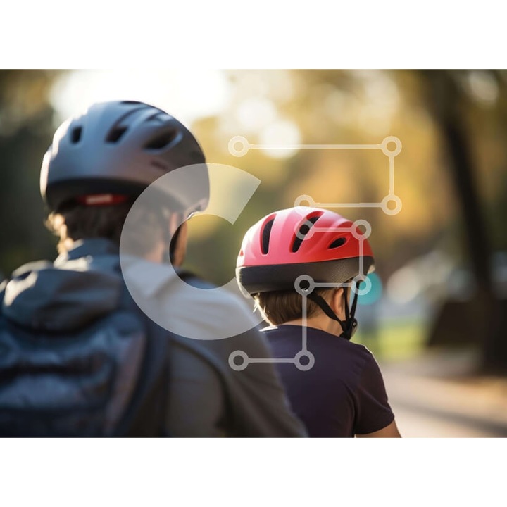 Puzzle din lemn Intrahome, 10x10 cm, 25 piese, imagine cu oameni cu cranuri pe drum, cutie din lemn wenge