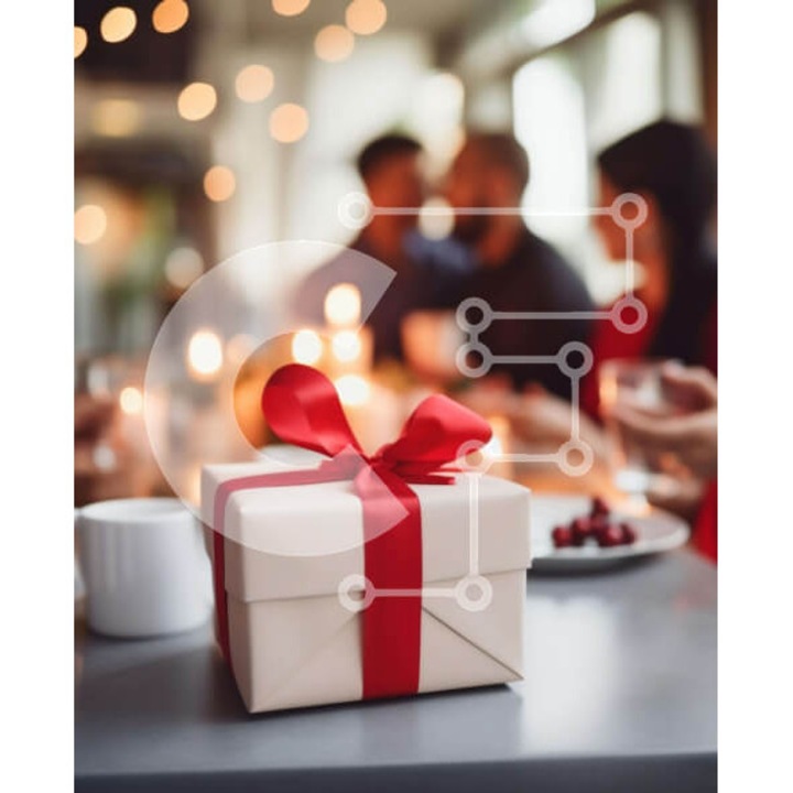 Puzzle din lemn Intrahome - Omul la masa cu bauturi si gustari, 10x10 cm, 25 piese, cutie din lemn wenge