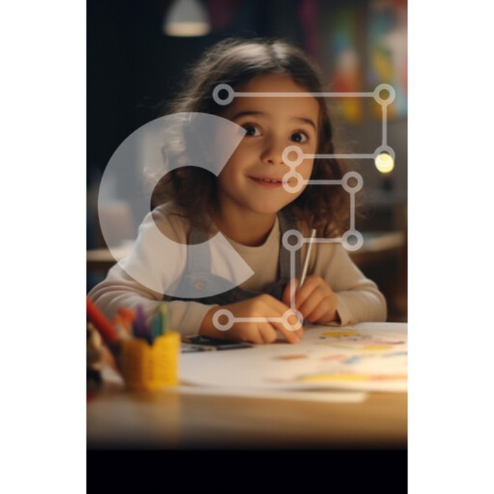 Puzzle din lemn Intrahome - Fata tanara la masa, 25 piese, 10x10 cm, cutie din lemn wenge