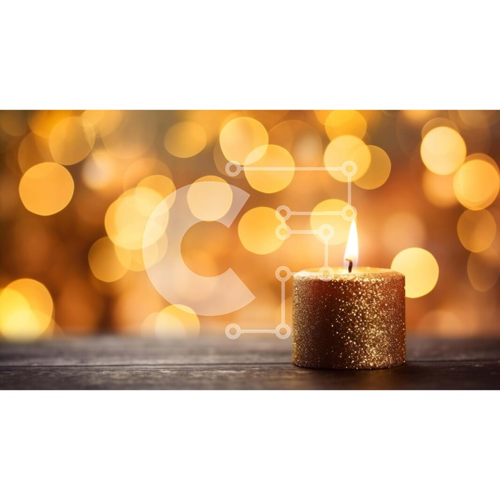 Puzzle din lemn Intrahome, 10x10 cm, 25 piese, imagine cu candela pe masa din lemn, cutie din lemn wenge