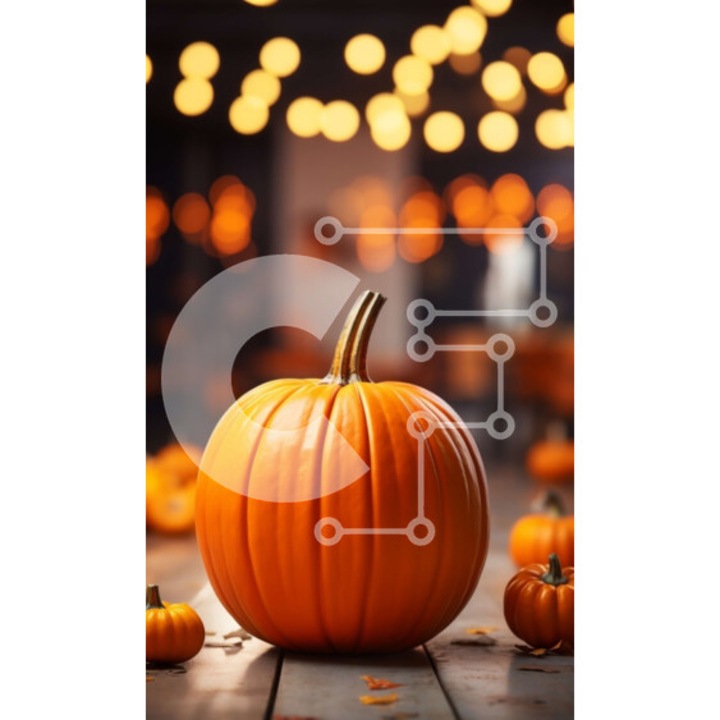 Puzzle din lemn Intrahome, 10x10cm, 25 piese, imagine cu dovleac pe masa de lemn, cutie din lemn wenge.