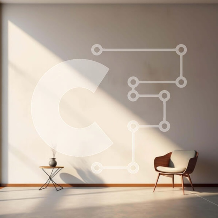 Puzzle din lemn Intrahome - Minimalist, camera goala cu scaun, masa si planta, 10x10 cm, 25 piese, in cutie de lemn