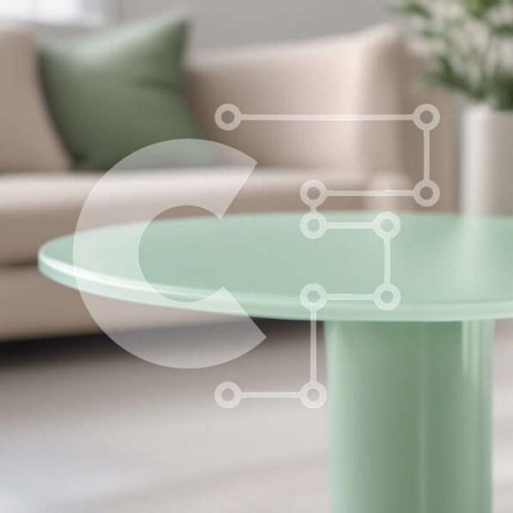 Puzzle din lemn Intrahome, 25 piese, masa rotunda verde, 10x10 cm, set in cutie de lemn wenge