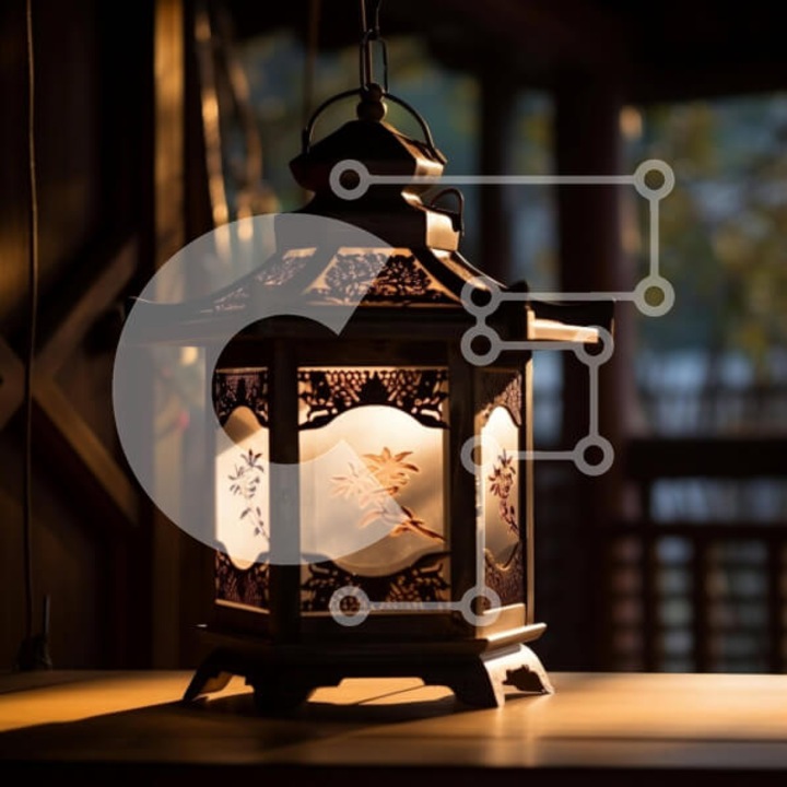 Puzzle din lemn Intrahome, lampa artistica pe masa, 25 piese, 10x10 cm, cutie din lemn wenge