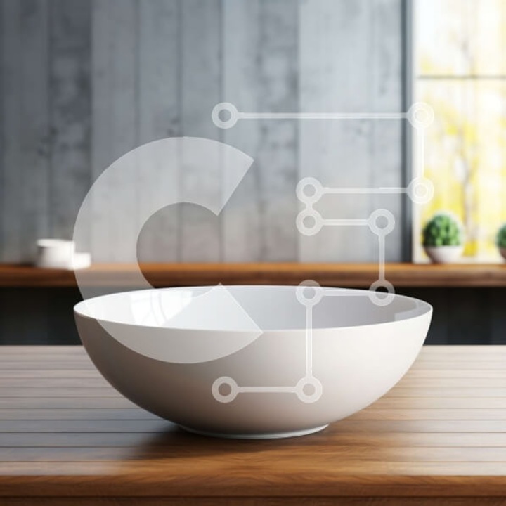 Puzzle din lemn Intrahome, 10x10 cm, 25 piese, minge alba pe masa de lemn cu vedere panoramica