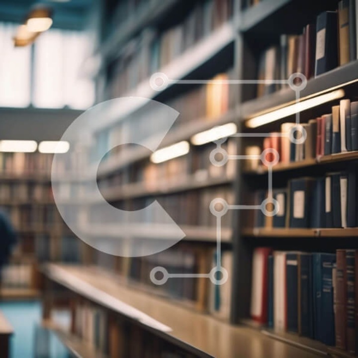 Puzzle din lemn Intrahome - Biblioteca goala cu personaje, 10x10 cm, 25 piese, cutie din lemn wenge