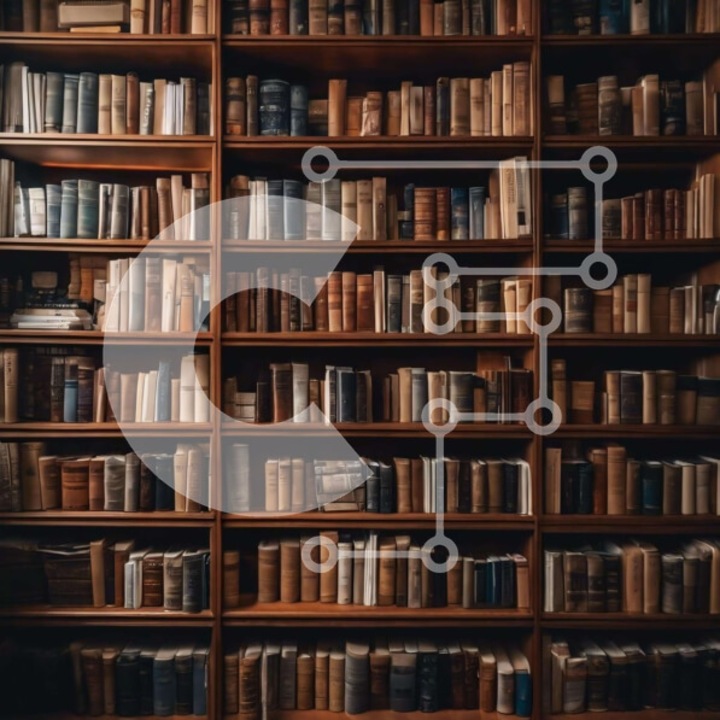 Puzzle din lemn Intrahome - Biblioteca mare cu carti, 25 piese, 10x10 cm, cutie din lemn wenge