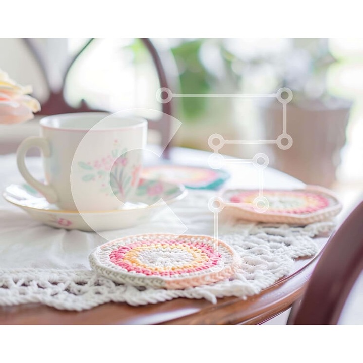 Puzzle din lemn Intrahome, 10x10cm, 25 piese, imagine cu obiecte de masa, cutie din lemn wenge