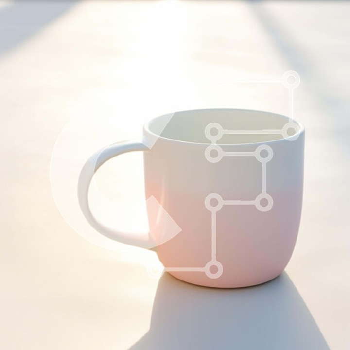 Puzzle din lemn Intrahome, 10x10 cm, 25 piese, imagine cu cafea pe masa, cutie din lemn wenge