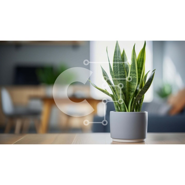 Puzzle din lemn Intrahome - Micro planta in ghiveci pe masa, 10x10cm, 25 piese, cutie din lemn wenge