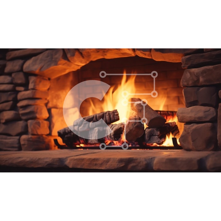 Puzzle din lemn Intrahome, imagine cu un foc de tabara, 25 piese, 10x10 cm, cutie din lemn wenge