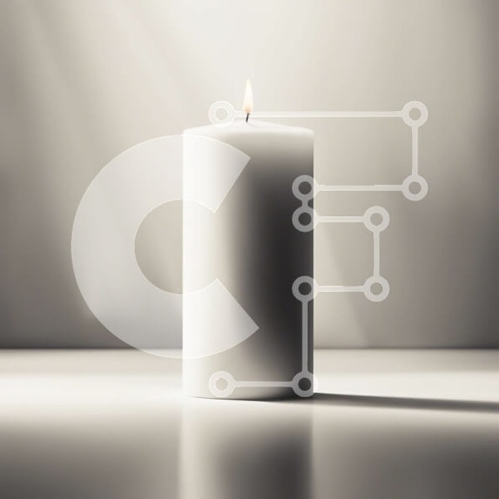 Puzzle din lemn Intrahome, 10x10 cm, 25 piese, imagine cu candela alba pe masa, cutie din lemn wenge