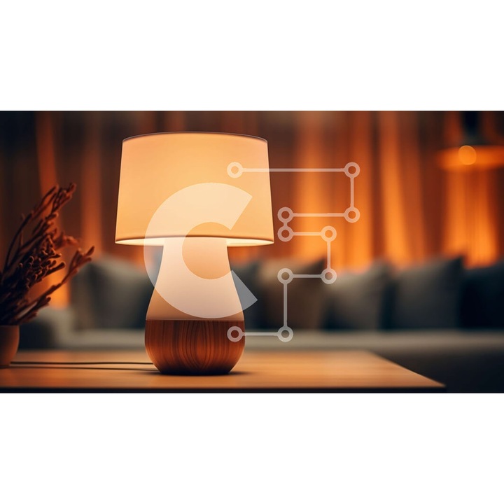 Puzzle din lemn Intrahome, 10x10 cm, 25 piese, design cu lampa pe masa, cutie din lemn wenge