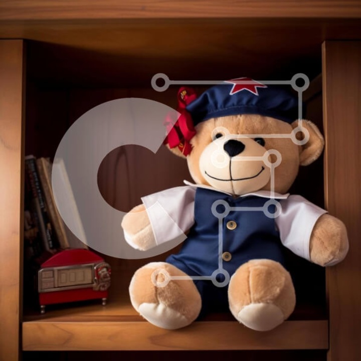 Puzzle Intrahome, 10x10 cm, 25 piese, imagine cu ursulet, cutie din lemn wenge