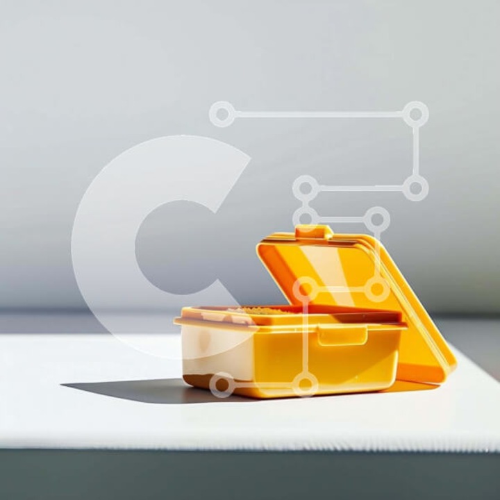 Puzzle din lemn Intrahome, 10x10 cm, 25 piese, cutie galbena cu masa alba