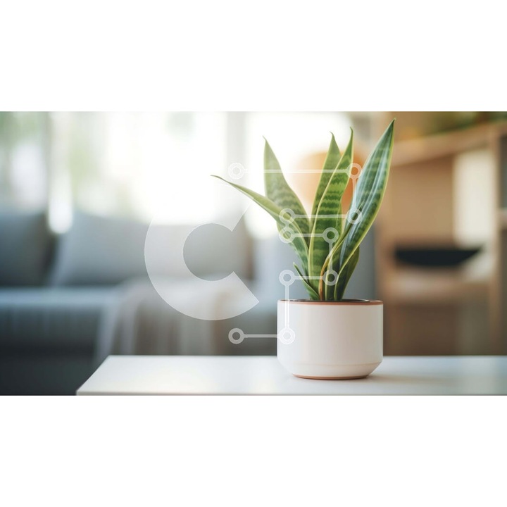 Puzzle din lemn Intrahome - Micro planta in ghiveci pe masa, 10x10cm, 25 piese, cutie din lemn wenge