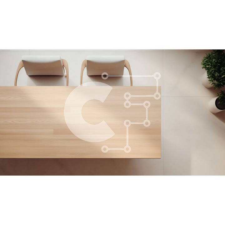 Puzzle din lemn Intrahome - masa din lemn cu doua scaune albe, minimalist, 10x10 cm, 25 piese, cutie din lemn wenge