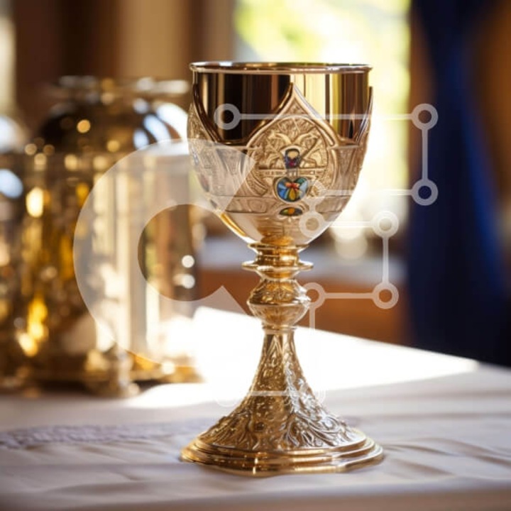 Puzzle din lemn Intrahome, 10x10 cm, 25 piese, imagine cu cupa aurie pe masa, cutie din lemn wenge