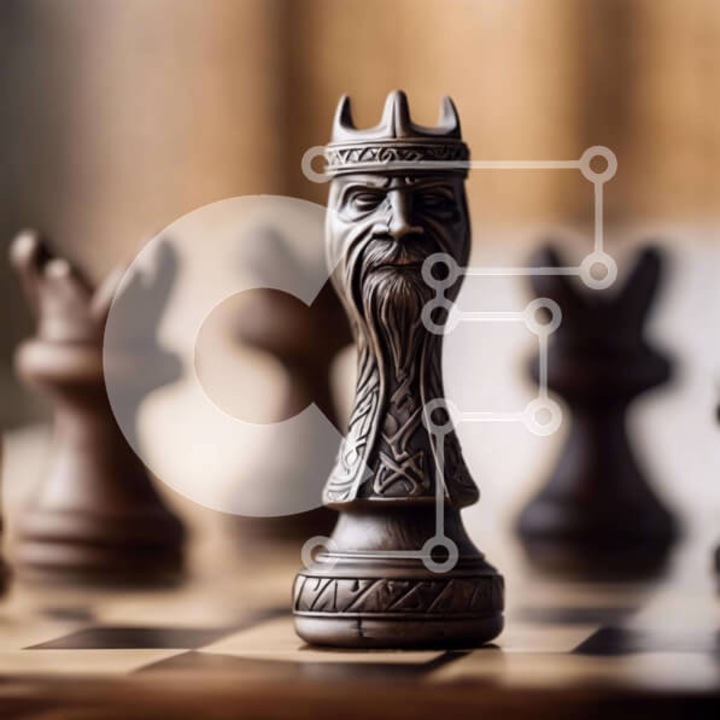 Puzzle din lemn Intrahome, 10x10 cm, 25 piese, design sah, cutie din lemn wenge