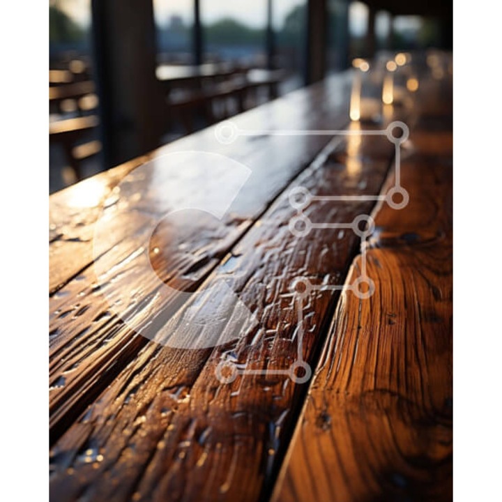 Puzzle din lemn Intrahome, imagine masa cu stropi de apa, 25 piese, 10x10 cm, cutie din lemn wenge