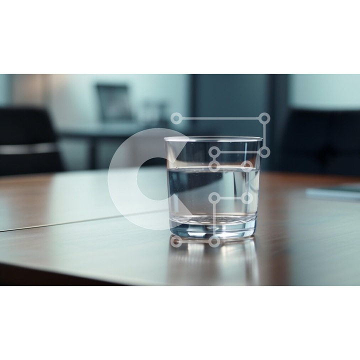 Puzzle din lemn Intrahome, 10x10 cm, 25 piese, imagine cu pahar de apa pe masa, cutie din lemn wenge