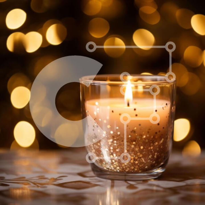 Puzzle din lemn Intrahome - Chryso keri Glitter pe masa decorativa, 10x10 cm, 25 piese, set in cutie de lemn wenge