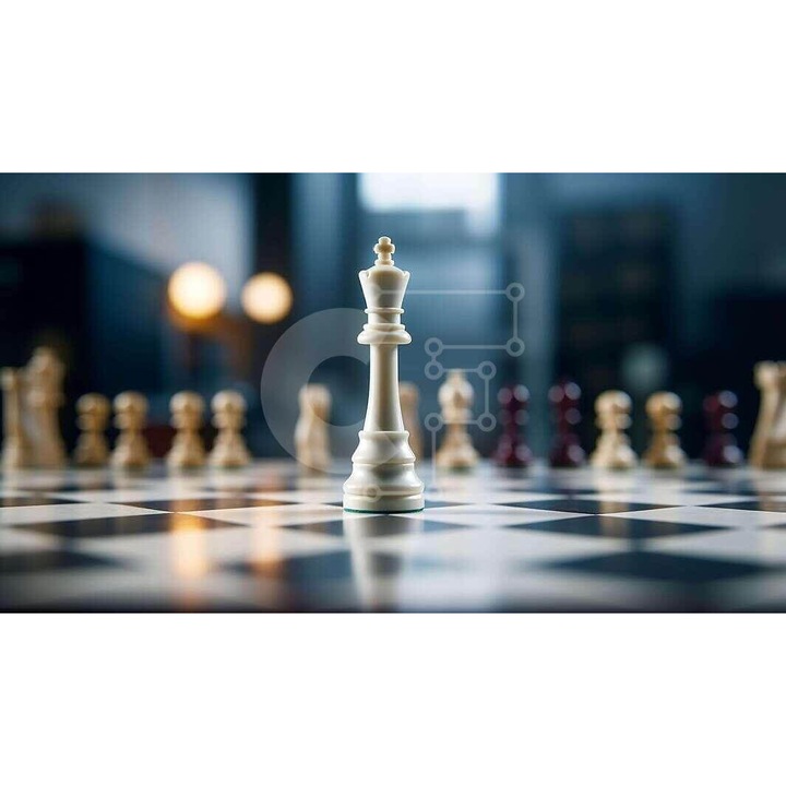 Puzzle din lemn Intrahome, 10x10 cm, 25 piese, design sah, cutie din lemn wenge