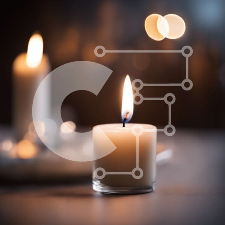 Puzzle din lemn Intrahome - Anamene lumanari pe masa din lemn inchis, 10x10 cm, 25 piese, set in cutie de lemn wenge